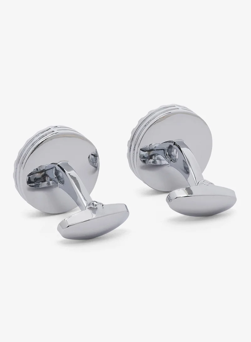 روبرت وود أزرار أكمام فضية مستديرة بنقوش مشغولة وقاعدة دوارة